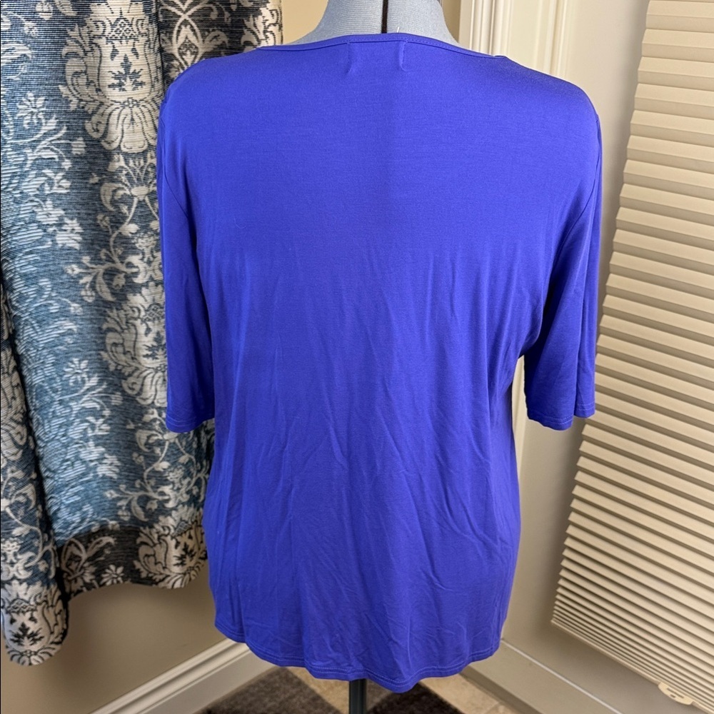 Papa Vancouver Top Purple Blue Bamboo Blend Asymmetrical Tie Women's Sz XXL - Picture 2 of 10